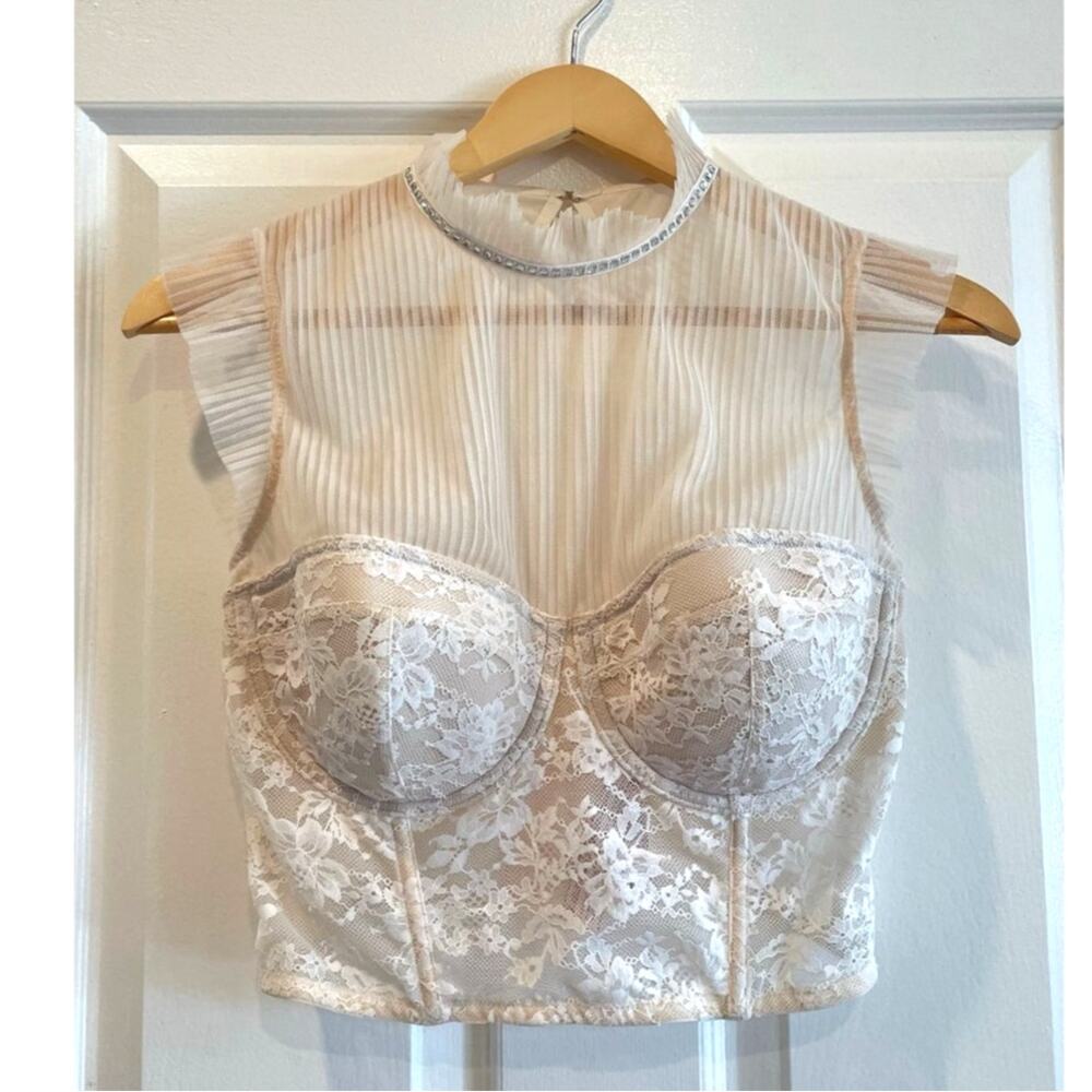 NWT Victoria's Secret Dream Angels High-Neck Lace Corset Bra Top Size 36D